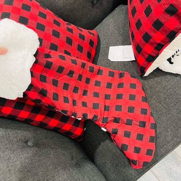 NEW Buffalo Plaid Red Black Christmas Decorations Bundle Set Stockings Basket - Picture 5 of 6